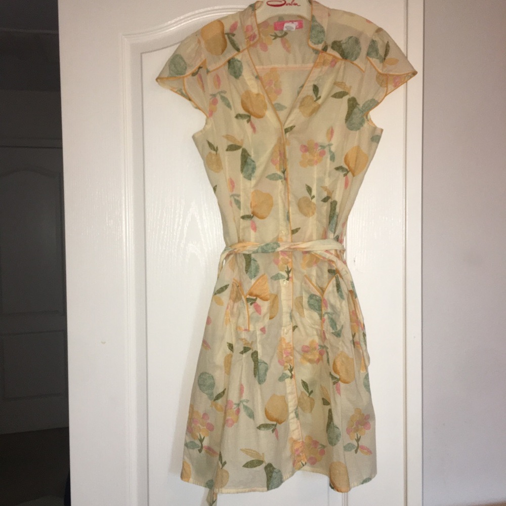 Vintage 2000s Lux Cotton Dress Pockets Fruit